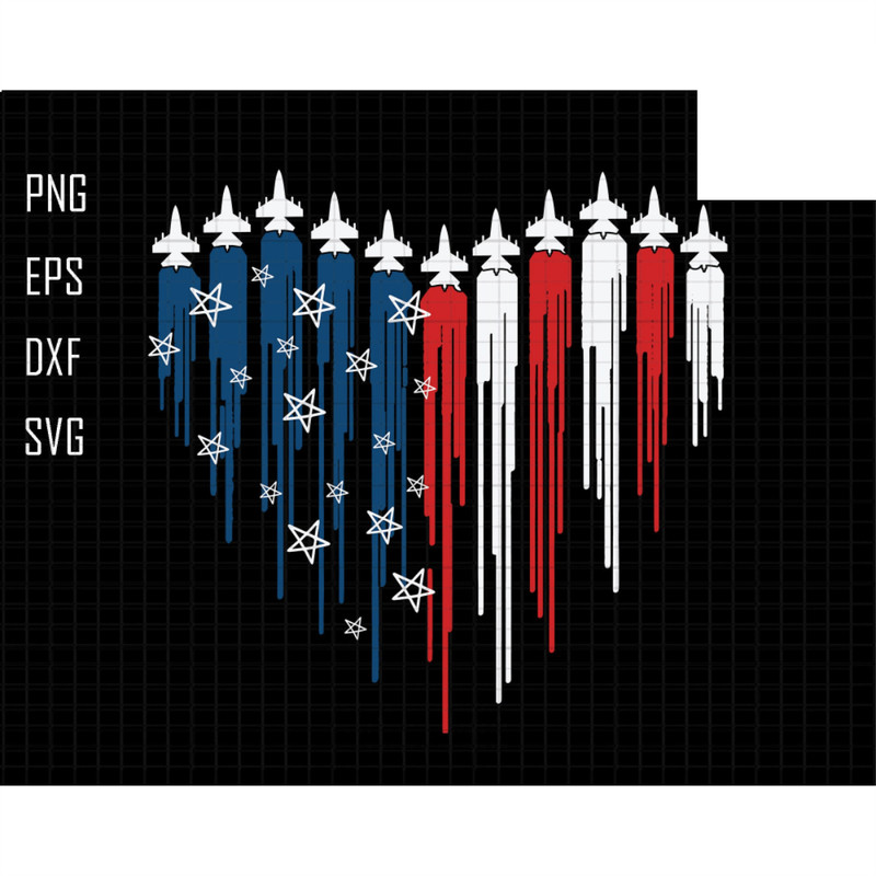Fighter Jet Airplane American Flag Heart Svg, Air Force Flyover Svg, 4th of July Svg, Red White Blue Svg,American Flag Svg, Military USA Svg.jpg