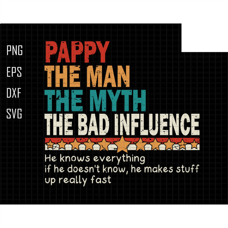 Pappy The Man The Myth The Bad Influence Svg, Father's Day Svg, Fatherhood Svg, Dad Life Gift Idea, Best Dad Svg, Daddy, Dada, Gift For Dad.jpg