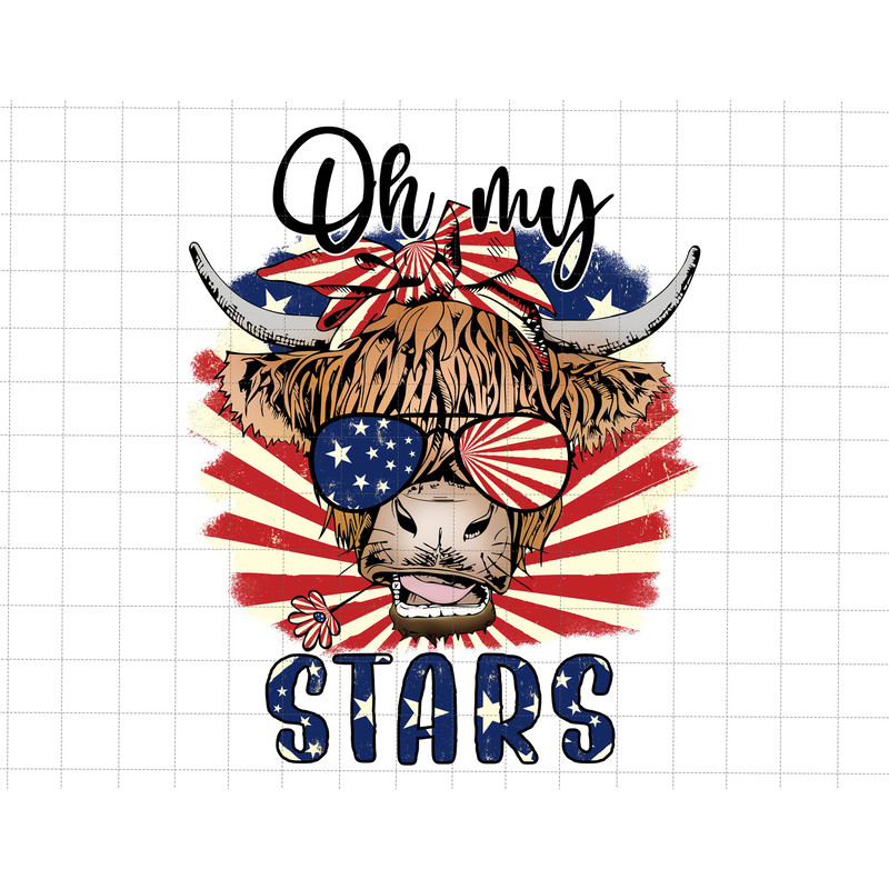 Oh My Stars Png, Highland Cow Sunglass, Stars and Stripes Splatter Paint, Independence Day Png, Funny Fourth Of July Png, America Flag Png.jpg