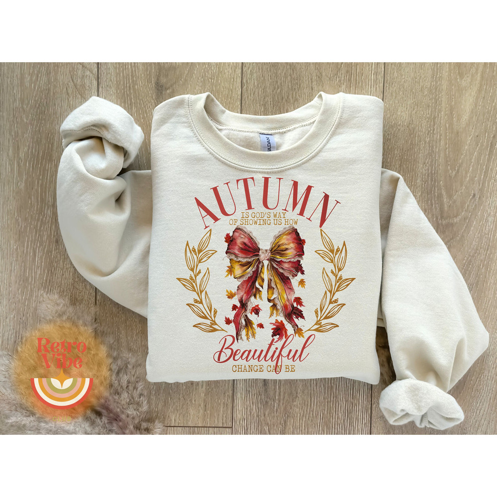 Retro Fall Jesus Design, Autumn Is God's Way Showing US, Retro Fall Png, Fall Coquette Bow PNG, Fall Christian Png, Autumn Jesus Png Shirt.jpg