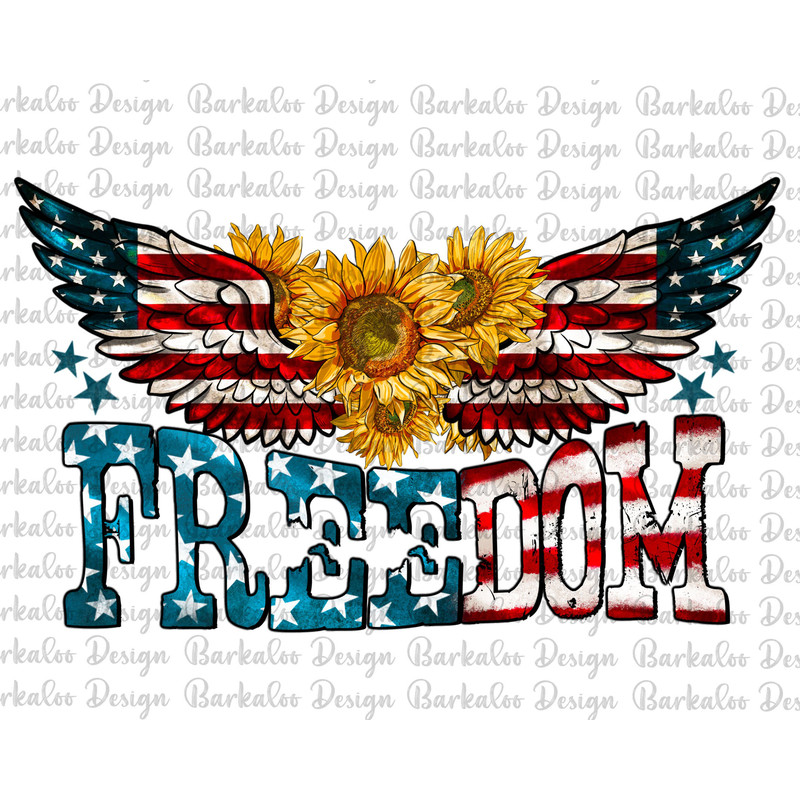 American Flag Wings Freedom With Sunflowers Png, America Png Sublimation Design, 4th Of July Png, Independence Day Png, Digital Download.jpg