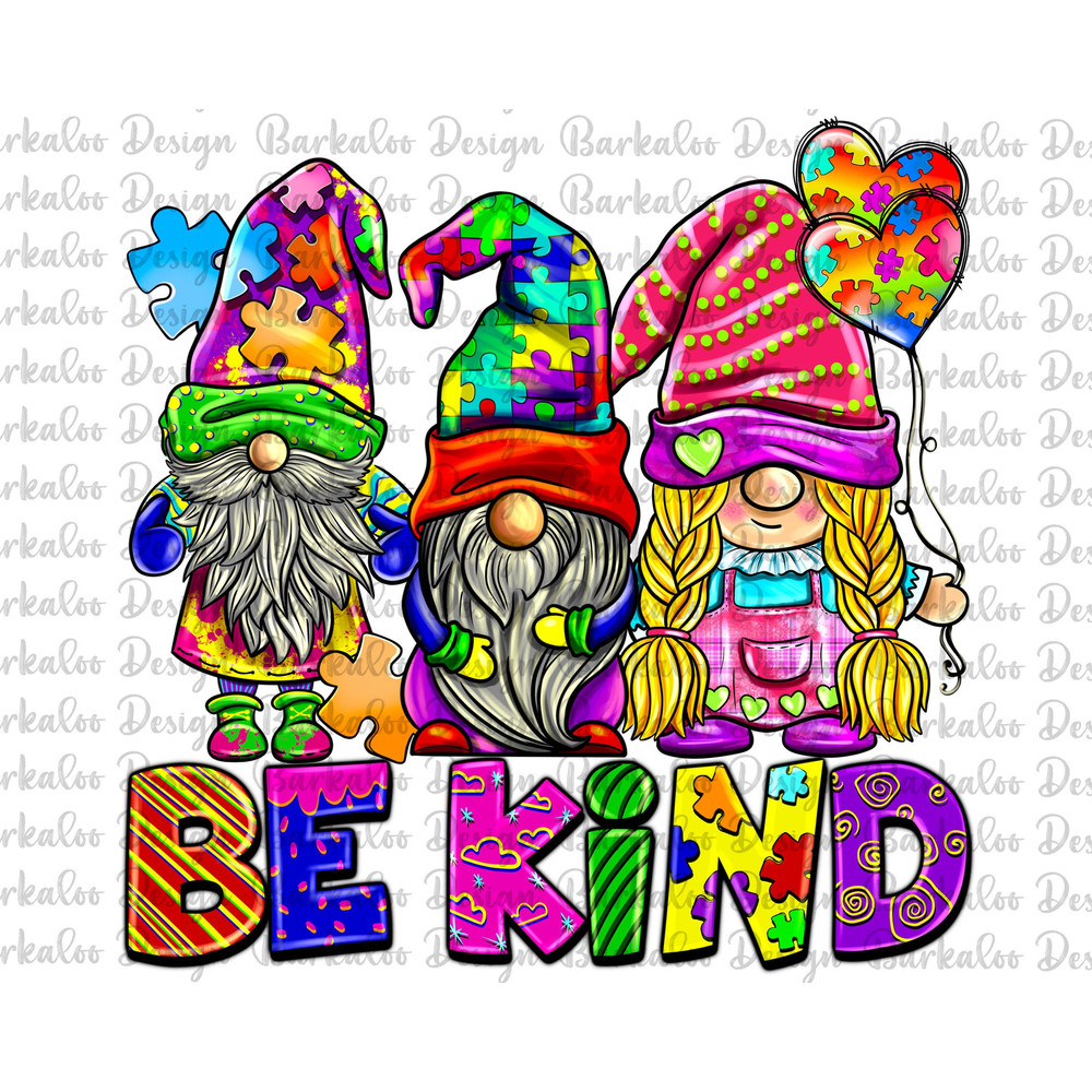 Autism Gnomies Be Kind PNG Sublimation Design, Autism Awareness Gnomes Png, Autism Gnome Png, Autism Puzzle Gnomes Png, Be Kind Png,Download.jpg