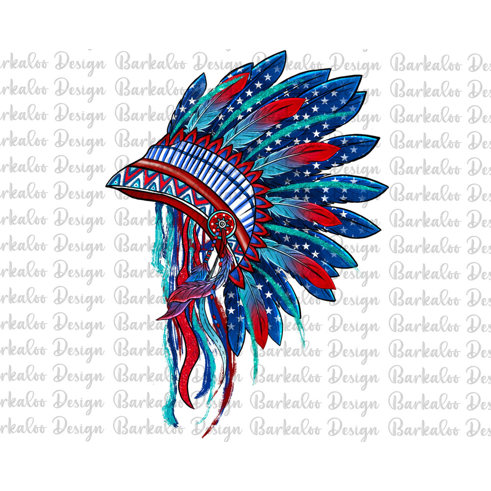 Aztec American Flag Color Headdress Png Sublimation Design, Indian Native American Headdress, Patriotic Indian Headdress Png Downloads.jpg