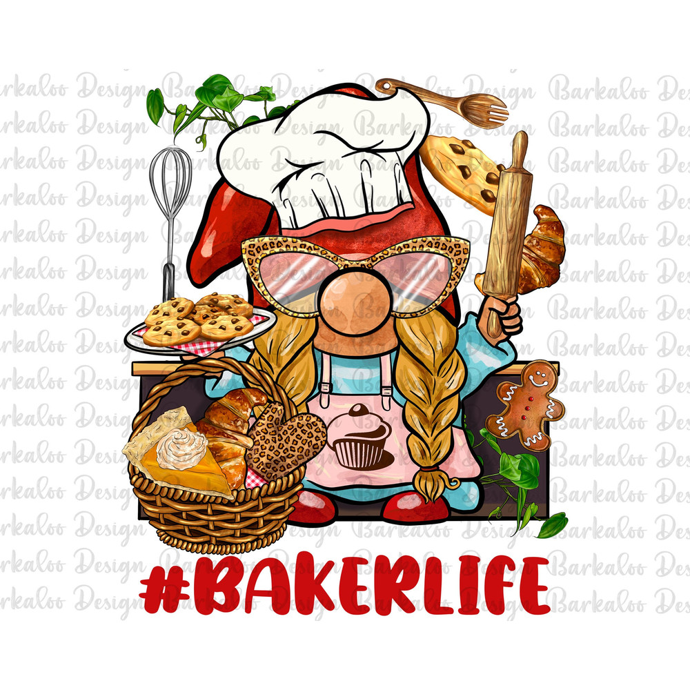 Baker Life Gnome Png Sublimation Design, Hand Drawn Gnome Png, Gnome Clipart, Baker Gnome Png, Baker Png, Baker Life Png, Digital Download.jpg
