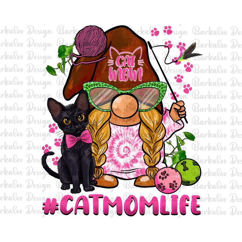 Cat Mom Life Gnome Png Sublimation Design, Hand Drawn Gnome Png, Gnome Clipart, Cat Mom Gnome Png, Cat Mom Life Png, Digital Download.jpg
