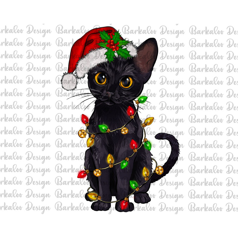 Christmas Black Cat Png Sublimation Design, Merry Christmas Png, Christmas Animal Png, Black Cat Png, Christmas Cat Png, Digital Download.jpg
