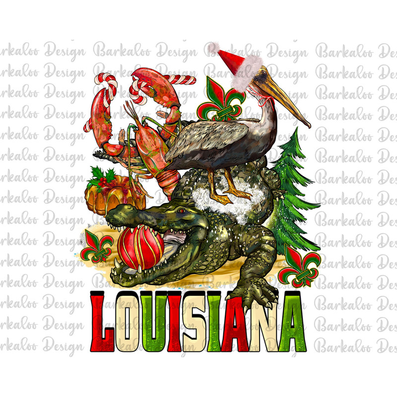 Christmas Louisiana Png Sublimation Design, Merry Christmas Png, Christmas Animal Png, Louisiana Png, Happy New Year Png, Digital Download.jpg