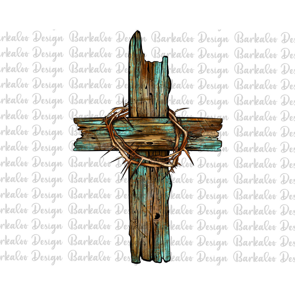 Cross With Thorn Crown PNG Sublimation Design, Western Cross Png, Wooden Cross Png, Thorn Crown Png, Jesus Christ Cross Png Downloads.jpg