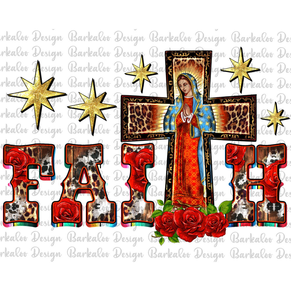 Faith Cross Our Lady Of Guadalupe PNG Sublimation Design, Western Faith Cross Png, Virgin Mary Cross Png,Cowhide Faith Png,Digital Downloads.jpg