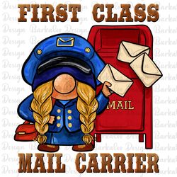 first class mail carrier gnome png sublimation design, hand drawn gnome png