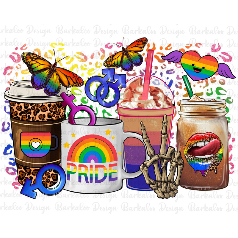 LGBTQ pride coffee cups png sublimation design download, LGBTQ+ png, Pride png, Pride Flag png, love is love png, sublimate designs download.jpg