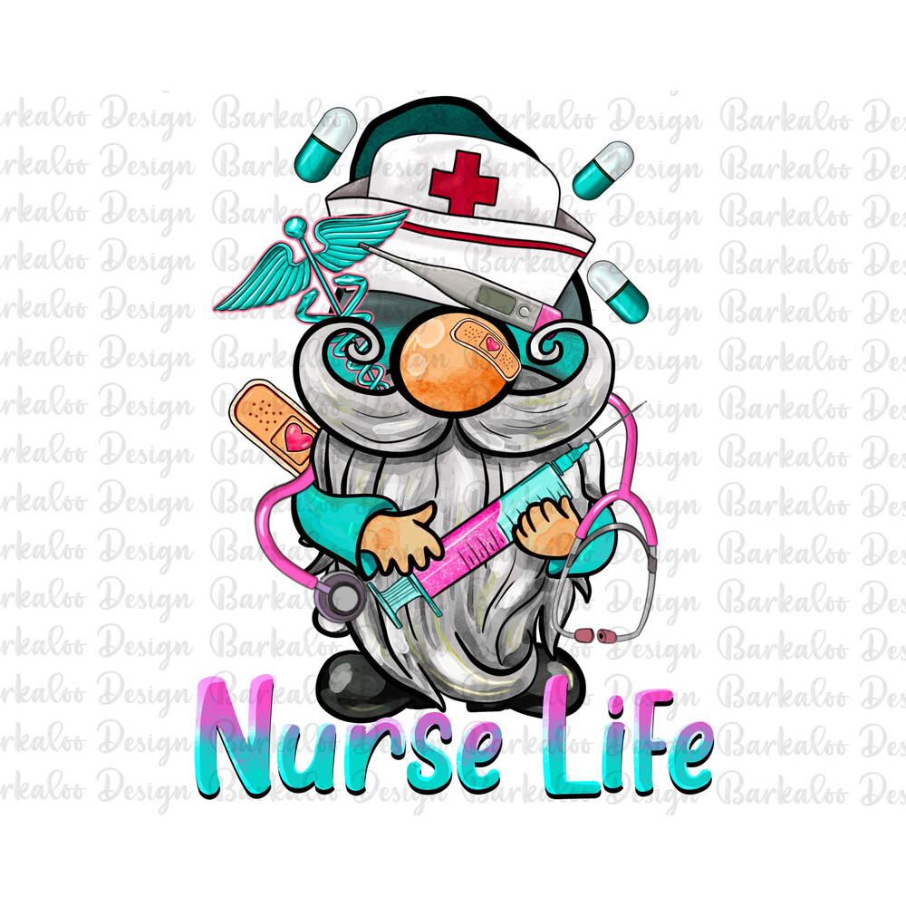 Nurse Life Gnome Png Sublimation Design, Hand Drawn Gnome Png, Gnome Clipart, Nurse Gnome Png, Nurse Png, Nurse Life Png, Digital Download.jpg