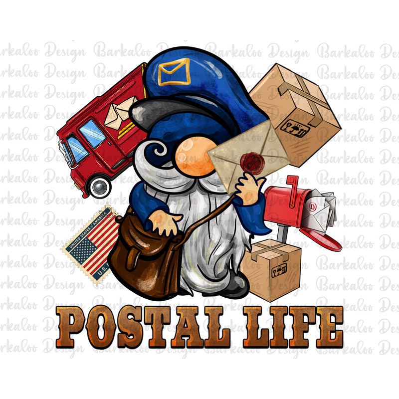Postal Life Gnome Png Sublimation Design, Hand Drawn Gnome Png, Postal Life Clipart,Postal Life Gnome Png,Mail Carrier Png,Digital Download.jpg