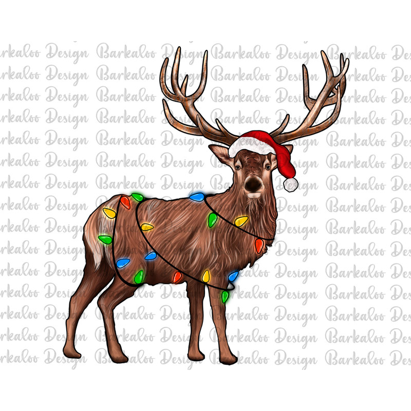 Santa Hat Christmas Light Reindeer PNG Sublimation Design, Reindeer PNG,Reindeer Rudolph Sublimation,Christmas Reindeer Png,Digital Download.jpg