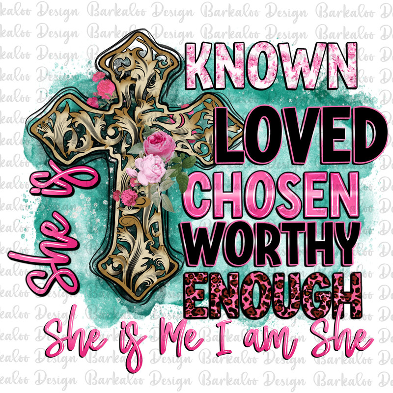 She is loved png sublimation design download, Christian png, Religious png, Faith png, Cross png, sublimate designs download.jpg