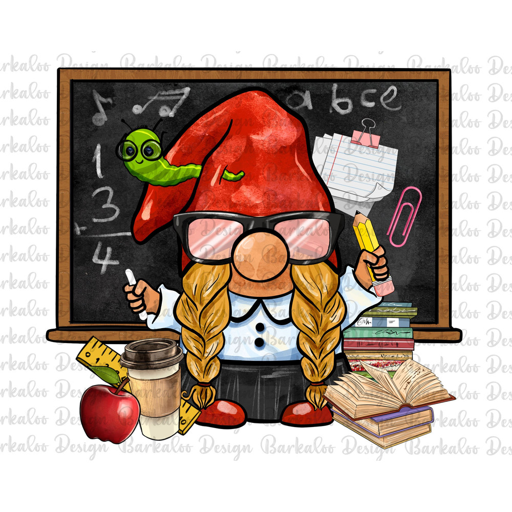 Teacher Gnome Png Sublimation Design, Hand Drawn Gnome Png, Gnome Clipart, Teacher's Day Png,Back To School Png,Teacher Png,Digital Download.jpg