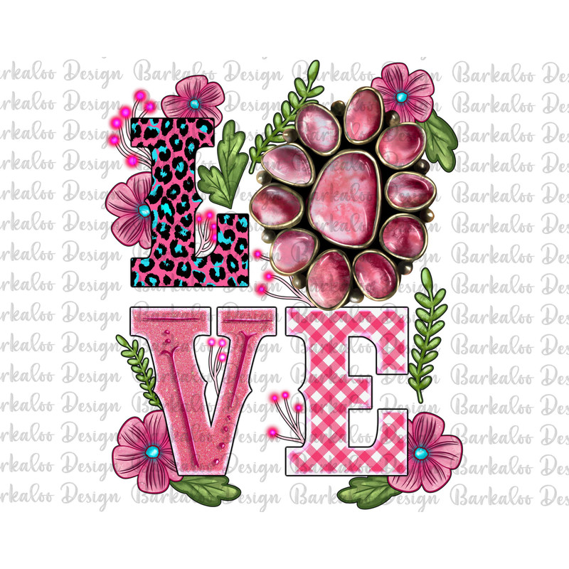 Valentines Day LOVE Sublimation Design, Valentine's Day Png, Floral Love, Western Love Png, Valentines Gemstone Png, Digital Downloads.jpg