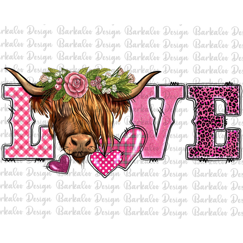 Valentines Day Love Western Cow Sublimation Design, Cow Png, Valentine's Day Png, Western Cow Love Png, Western Cow Png, Digital Downloads.jpg