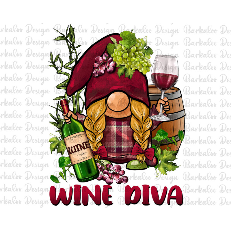Vine Diva Gnome Png Sublimation Design, Hand Drawn Gnome Png, Vine Diva Clipart,Gnome Clipart,Vine Diva Png, Vine Diva Png, Digital Download.jpg