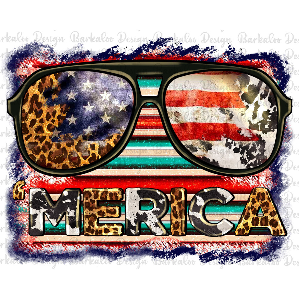 Western Background 'Merica Sunglasses Png Sublimation Design, America Png, Leopard Cowhide 'Merica Png, 4th Of July Png, Digital Download.jpg