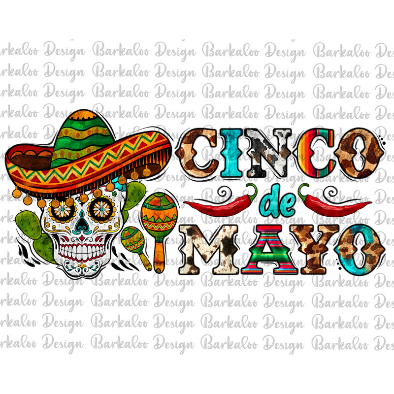 Western Cinco De Mayo Skull Png Sublimation Design, Mexican Festival Png, Cowhide Serape Leopard Cinco De Mayo Png, Digital Download.jpg