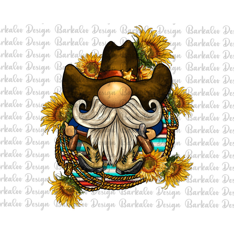 Western Cowboy Gnomes With Sunflowers Png Sublimation Design, Cowboy Gnome Png, Western Serape Gnome Png, Gnome Png, Digital Downloads.jpg