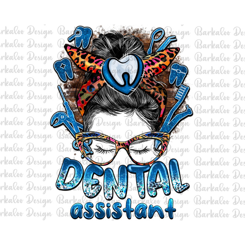 Western Dental Assistant Messy Bun Png Sublimation Design, Leopard Dental Assistant Png, Messy Bun Clipart,Occupation Png, Digital Download.jpg