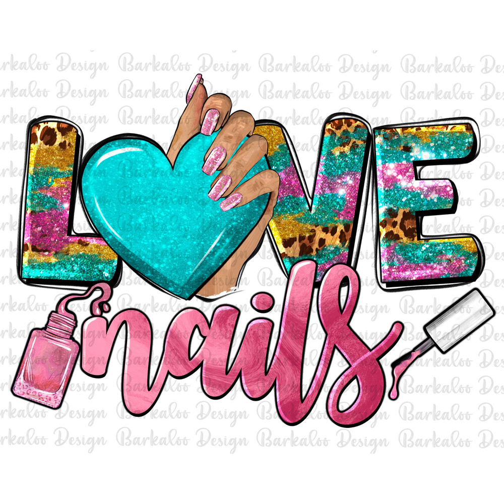 Western Glitter Love Nails Png Sublimation Desing, Leopard Nails Heart Png, Nail Technician Digital Print, Nail Hustler Png Downloads.jpg