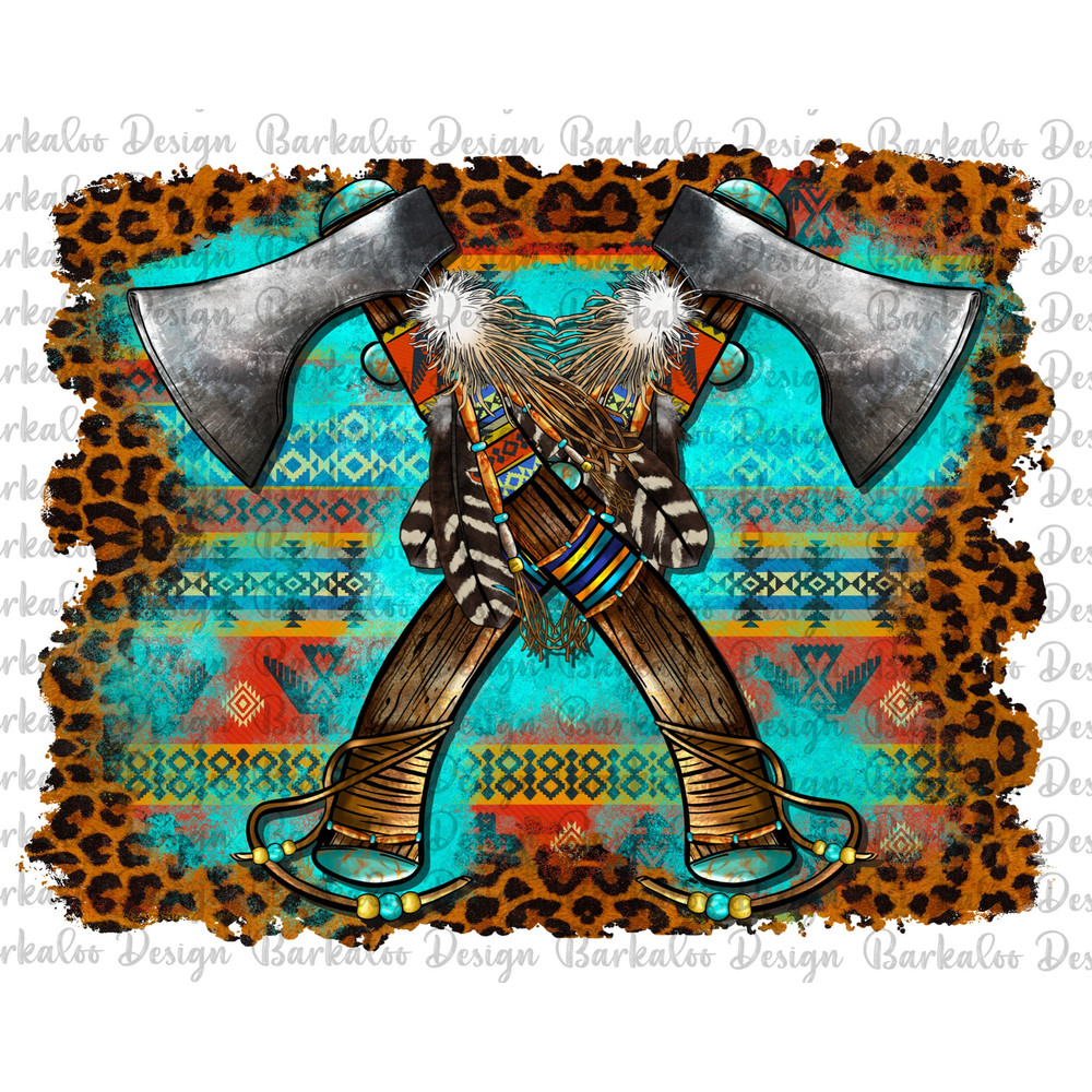 Western Indian Tomahawk Background Png Sublimation Design, Aztec Native American Axe Background Png, Turquoise Background Png Downloads.jpg