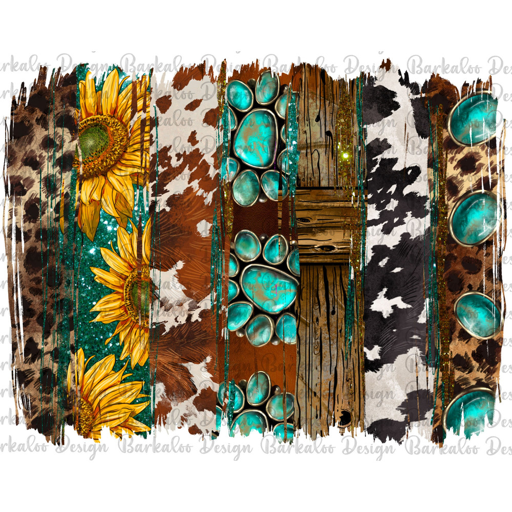 Western Leopard Cowhide Gemstone Sunflower Brushstrokes PNG Sublimation Design, Western Brushstrokes Sublimation Png, Digital Download.jpg