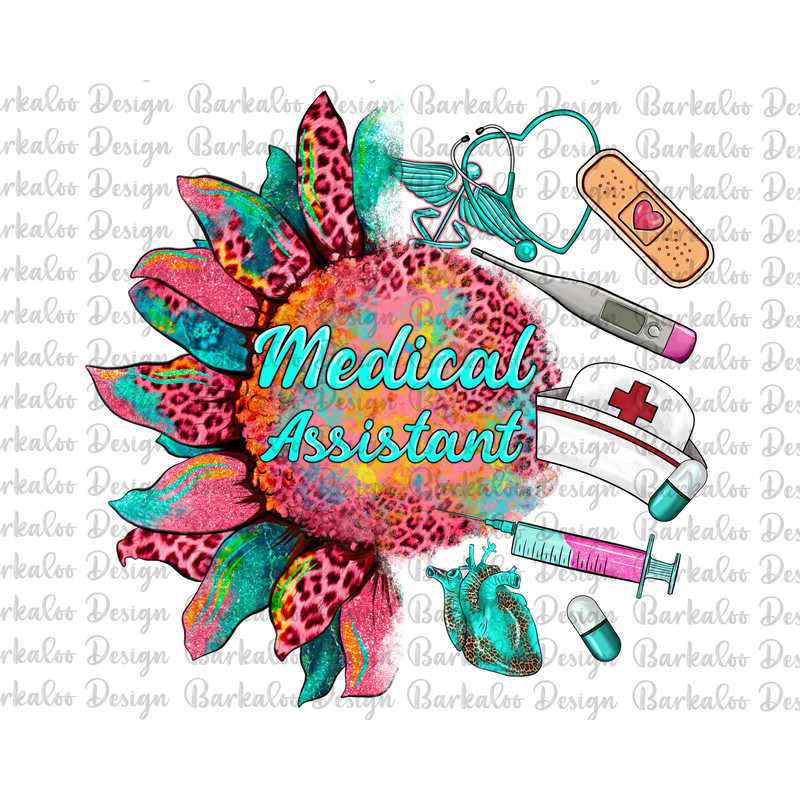 Western Sunflower Medical Assistant Png Sublimation Design, Leopard Medical Assistant Png, Hospital Png, Medical Instruments Png Downloads.jpg