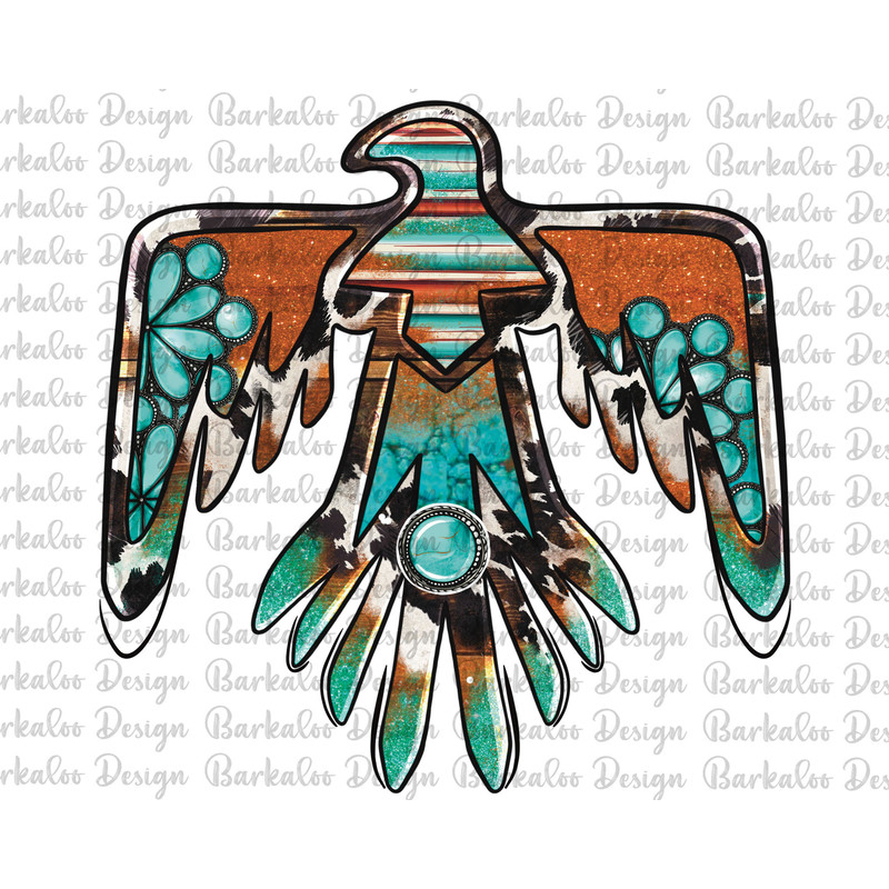 Western Thunderbird With Gemstone PNG Sublimation Design, Serape Cowhide Thunderbird Png, Gemstone Thunderbird Png, Digital Download.jpg