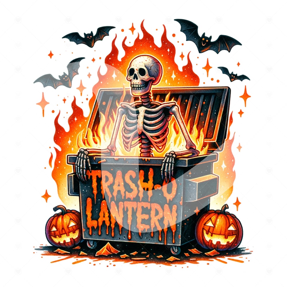 Halloween Dumpster Fire PNG, Snarky Skeleton Clipart, Trash O Lantern Png, Funny Tshirt Png, Sarcastic Sublimation, DTF Transfer, Sticker.jpg