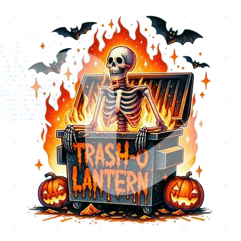 Halloween Dumpster Fire PNG, Snarky Skeleton Clipart, Trash O Lantern Png, Funny Tshirt Png, Sarcastic Sublimation, DTF Transfer, Sticker.jpg
