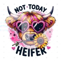 not today heifer png, funny highland cow clipart