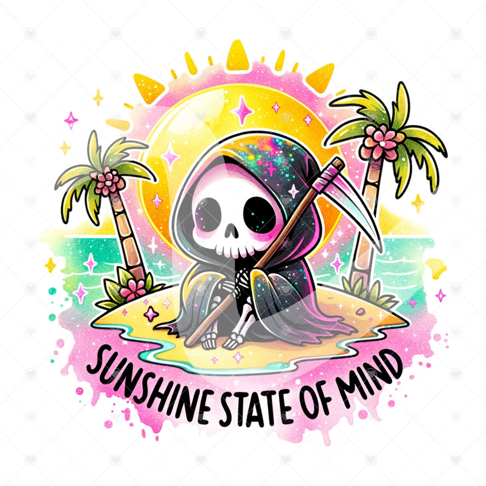Sunshine Sate of Mind PNG, Funny Summer Grim Reaper Clipart, Snarky Skeleton Sublimation Design, Summer Vacation DTF File, Trendy T-Shirt.jpg