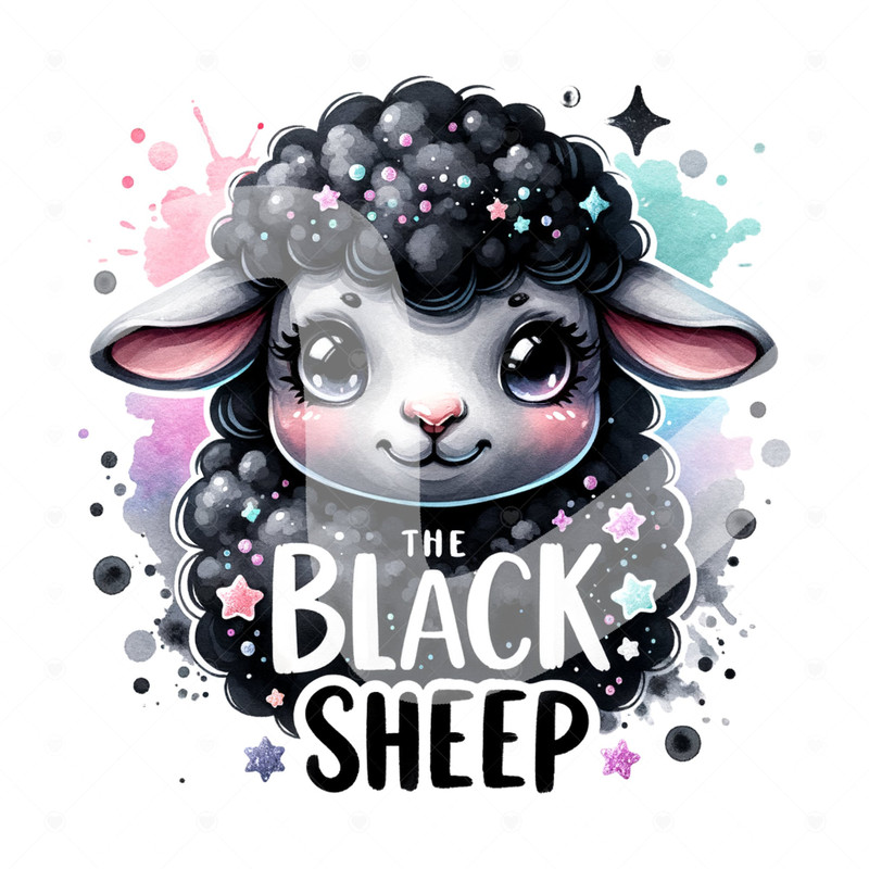 The Black Sheep PNG, Cute Sheep Clipart, Outcast Sublimation Design, Pastel Goth DTF Transfer File, Unhinged PNG, Tshirt Design, Sticker.jpg