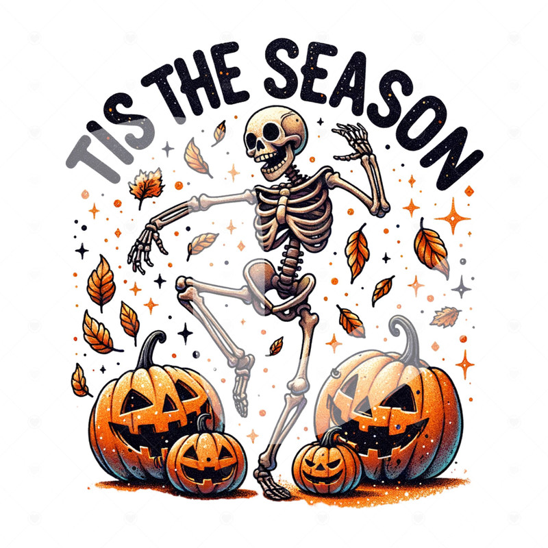 Tis The Season Halloween PNG, Cute Fall Clipart, Spooky Skeleton Sublimation Design, DTF Shirt Design Download, Tumbler Wrap, Sticker, Mug.jpg