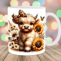 highland cow mug custom, 11oz & 15oz mug design