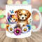 Kitten And Puppy Mug Wrap, 11oz & 15oz Mug Template, Flower Mug Sublimation Design, Daisy Mug Wrap Template, Instant Digital Download PNG.jpg