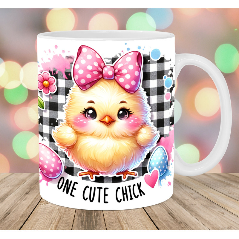 One Cute Chick Mug Wrap, 11oz & 15oz Mug Template, Retro Mug Sublimation Design, Vintage Mug Wrap Template, Instant Digital Download PNG.jpg