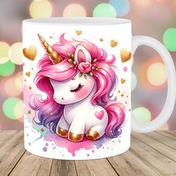 pink baby unicorn mug custom, 11oz & 15oz mug
