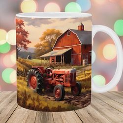 red tractor 11oz and 15oz mug , mug sublimation design