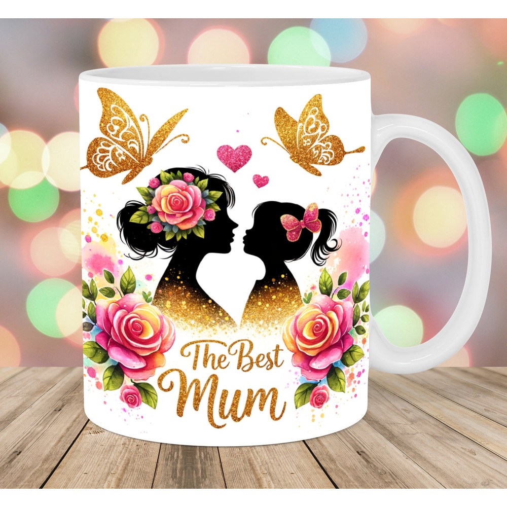 The Best Mum Mug Wrap, 11oz & 15oz Mug Template, Mug Sublimation Design, Colorful Flowers Mug Wrap Template, Instant Digital Download PNG.jpg