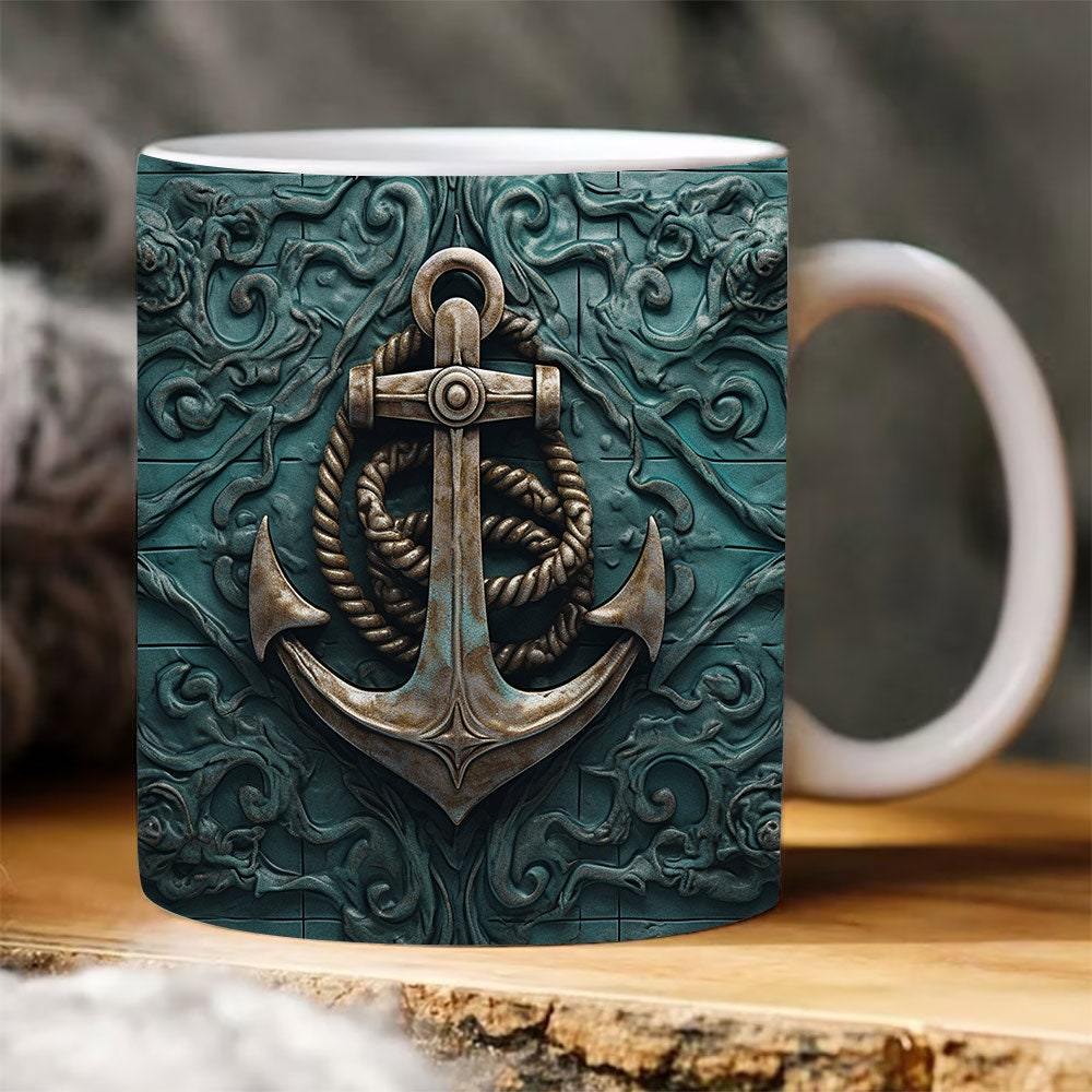 3D Anchor Sublimation Design, 3D Ocean Mug Wrap, 3D Dark Mug Wrap Design 11oz 15oz Mug Sublimation Wrap, Digital File.jpg