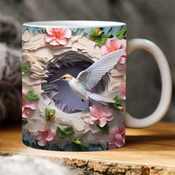 bird mug custom design,flower crack hole mug
