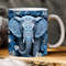 3D Blue Elephant Flowers Mug, 3D Elephant Mug Wrap, 3D White Flowers Mug Design Sublimation, Floral Mug PNG, 11oz,15oz Mug Sublimation Png.jpg