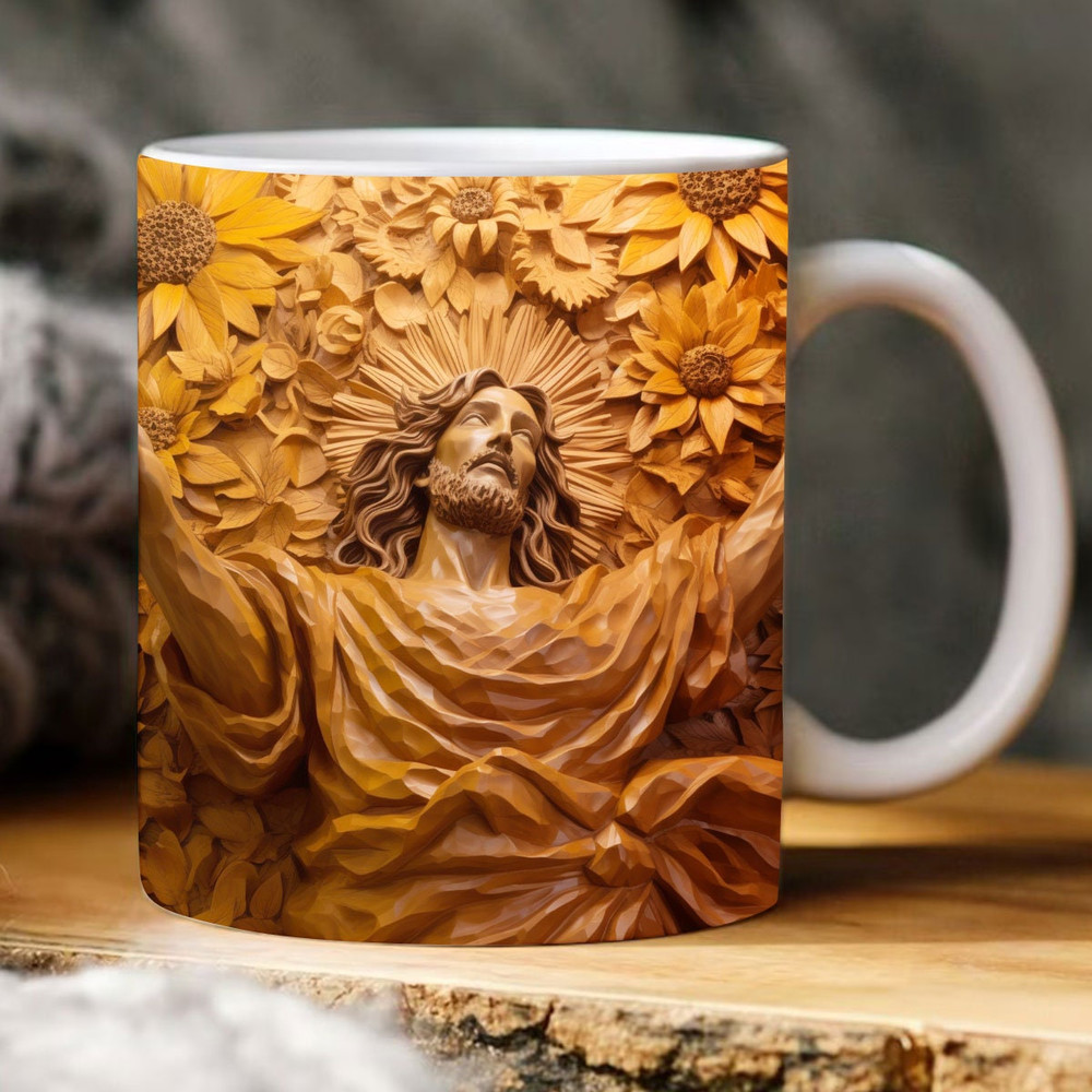 3D Christian Mug Wrap Design,3D Jesus Mug Wrap Png, 3D Mug Design 11oz 15oz Floral Wrap 3D Carved Png Digital Downloads Religion Mug.jpg