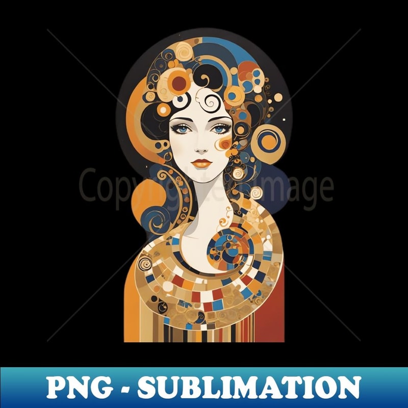 Gustav Klimt's Radiant Vision Inspired Woman in Ornate Splendor - Exclusive PNG Sublimation Download