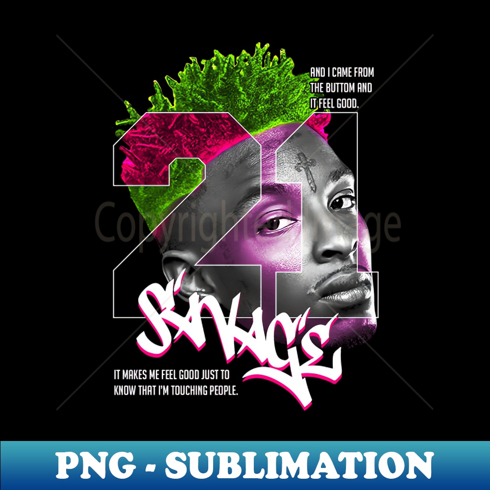 21 Savage Face - PNG Transparent Sublimation File